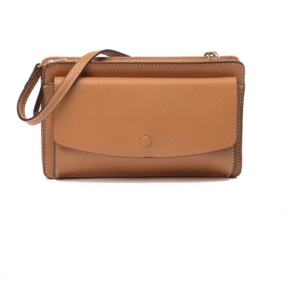 New Halogen Leather Tan Convertible Crossbody Bag